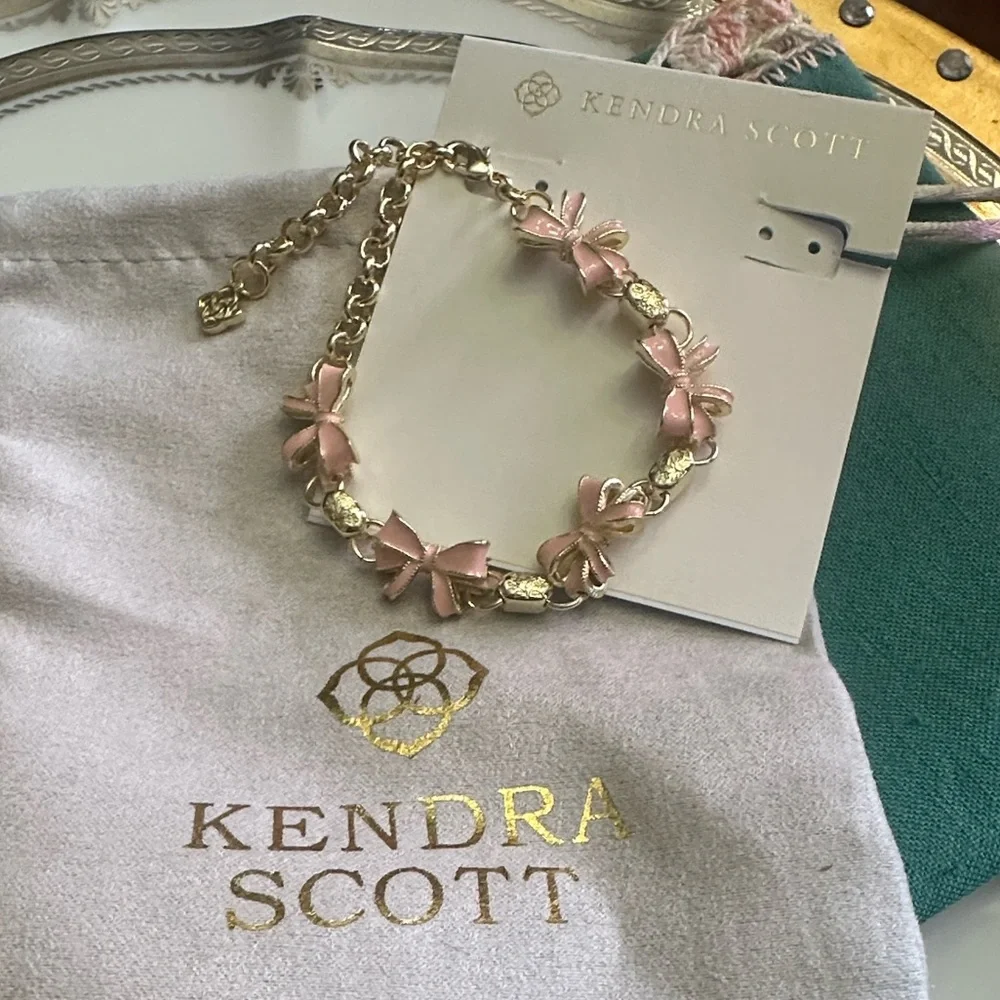 Kendra Scott x LoveShackFancy Bow Gold Delicate Chain Bracelet NEW‎
